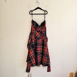 Vintage Taboo Red Plaid Strapless Dress – Small Made in USA. Classic 90s preppy